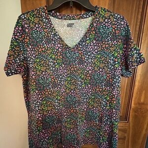 Lands' End Women's Short Sleeve Floral Tee - Multicolor